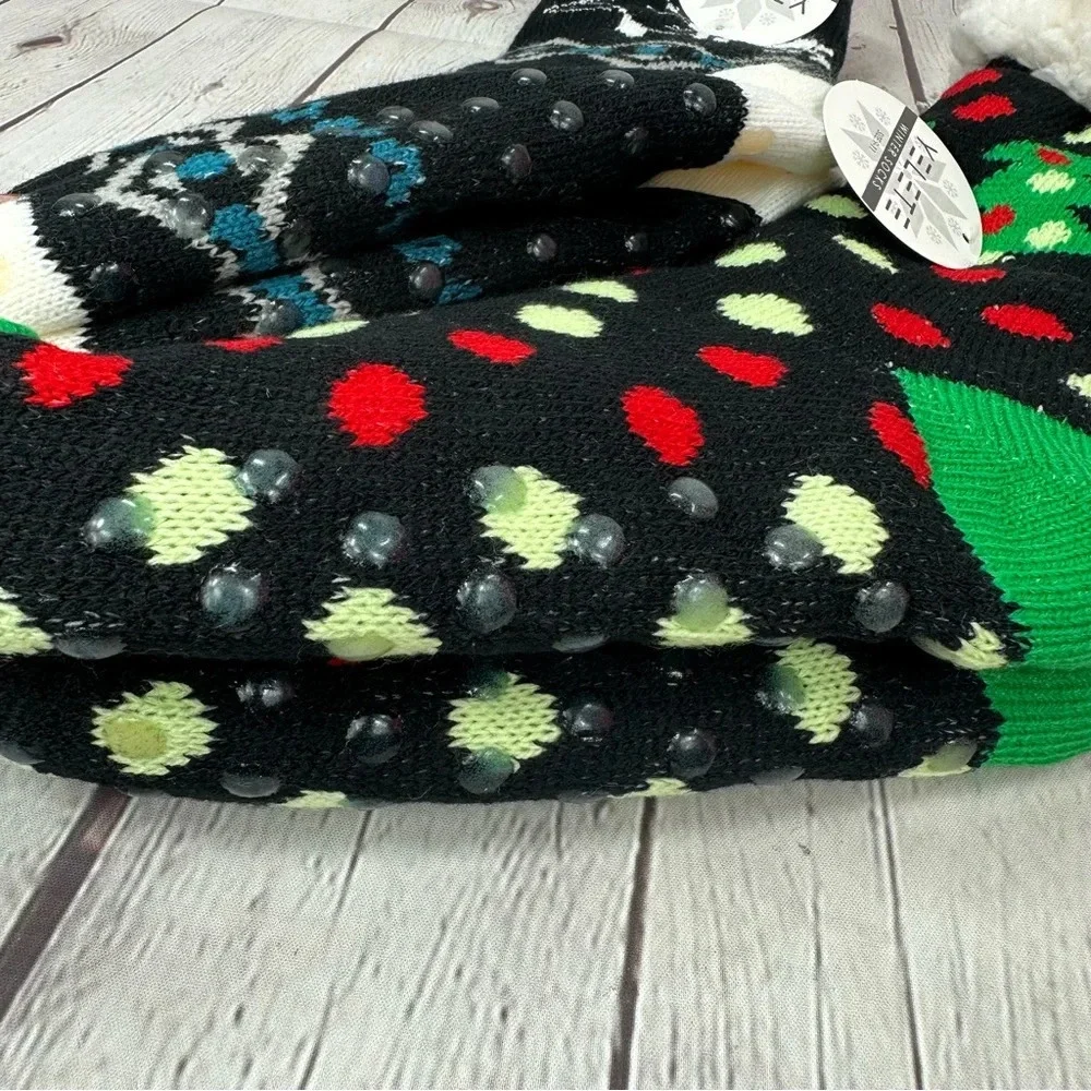 Boutique YELETE holiday christmas serpa lined socks sz 9-11 womens NWT set of 2
